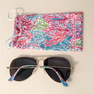 Lilly Pulitzer patterned sunglasses with matching case